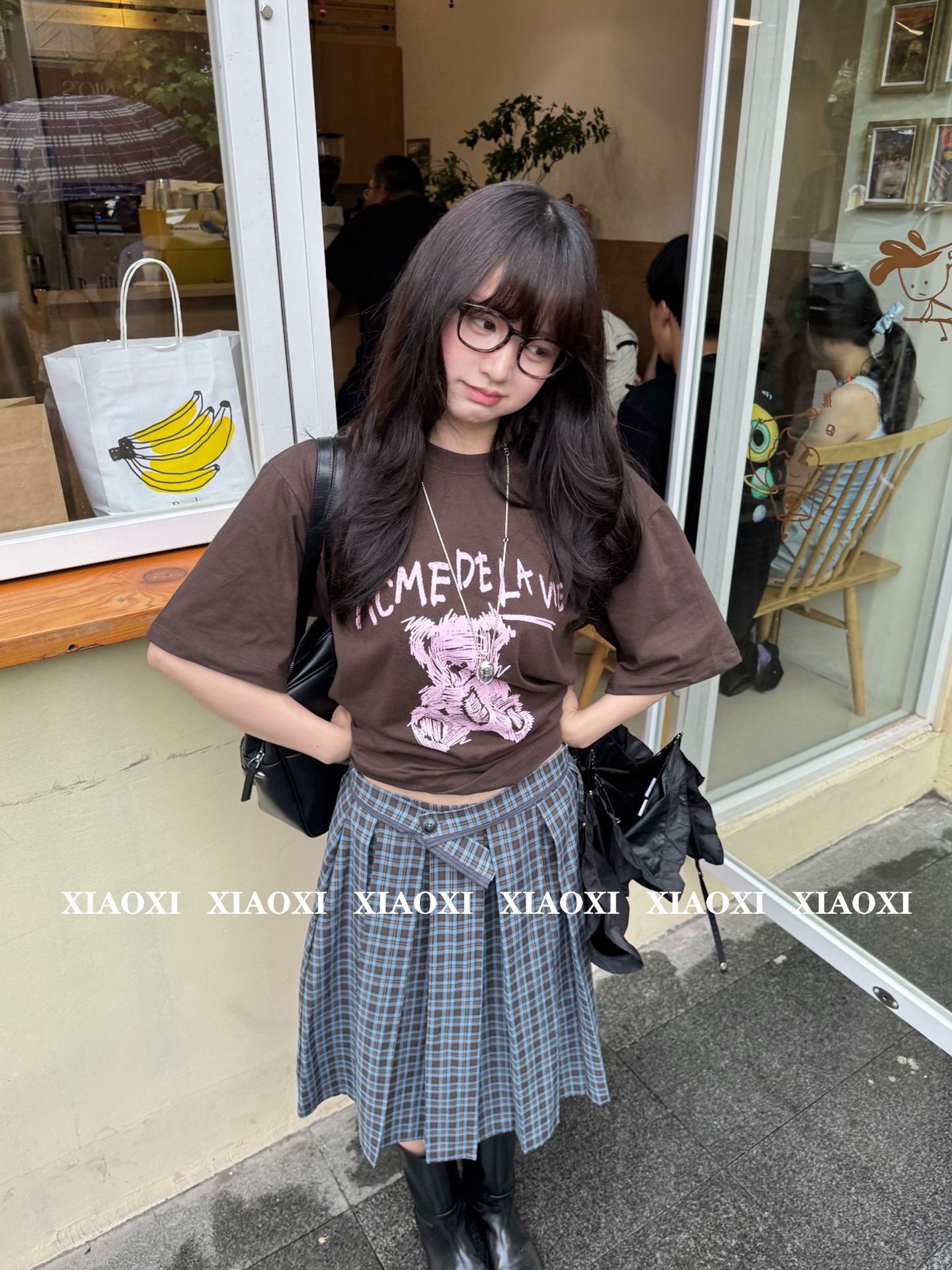 Korean High-End Goods! Quality Ad Hand-Painted Bear Print Pure Cotton Short-Sleeved Loose Casual Men's and Women's Couple T-Shirt
