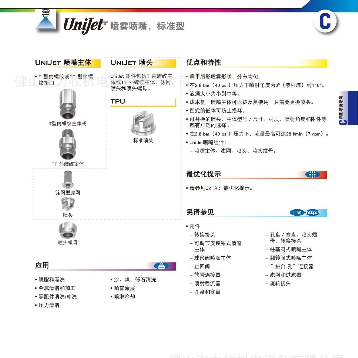 斯普瑞 SPRSYING SYSTEMS CO UniJet TPU 扇形喷雾喷嘴