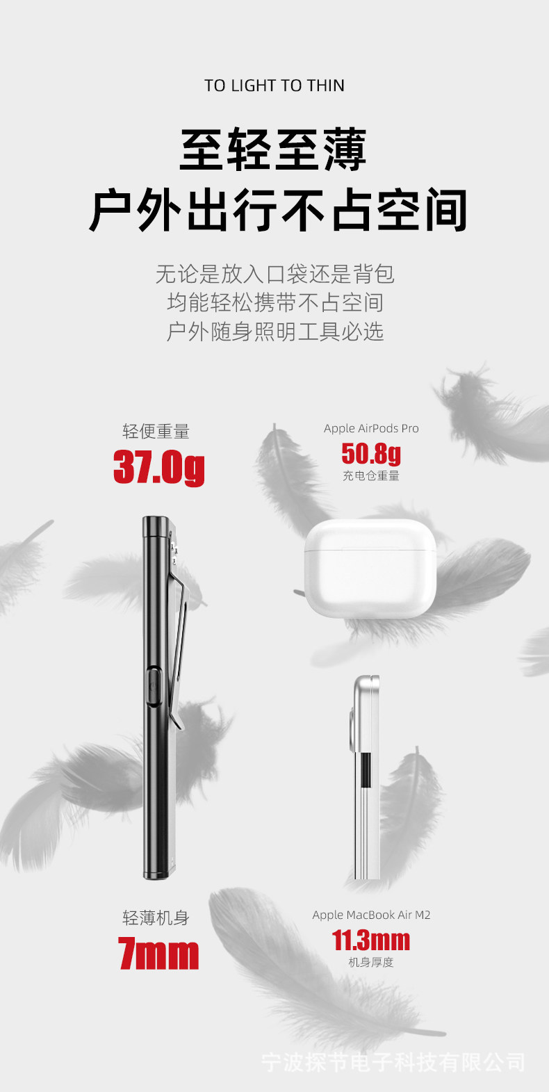 Strong Magnetic Ultra-Thin Flashlight with Strong Light, Rechargeable, Size Measurement, Outdoor Portable Inspection Led Pen Clip Repair Work Light