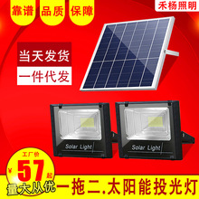 代发太阳能投光灯新农村户外一拖二庭院灯具分体式壁灯头道路照明