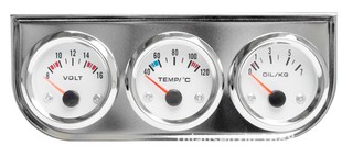 Cross-border Best-selling Voltmeter Water Temperature Gauge Oil Pressure Gauge Triple Gauge 7.2inch mm White Cover White Background