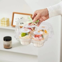 Paper cup cake packaging tray 4 pieces cream cup tart carrying transparent box dessert baking packing box