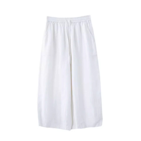 100 Linen Artistic Leisure Pier and Pendant Slimming Macaron Color Cool Radish Cropped Pants