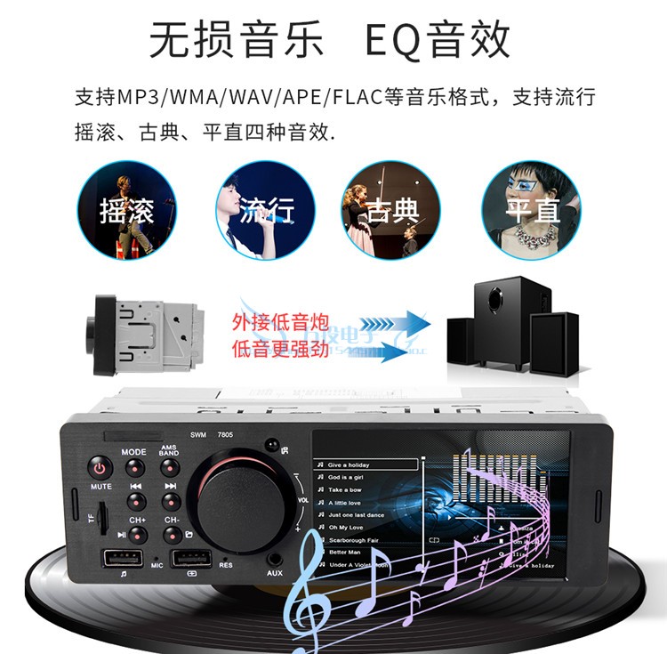 Car Bluetooth Card-Inserting Player, Pusan Car Modified Rearview Camera All-In-One Device