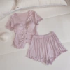 Purple breast pads, shorts, with short sleeve