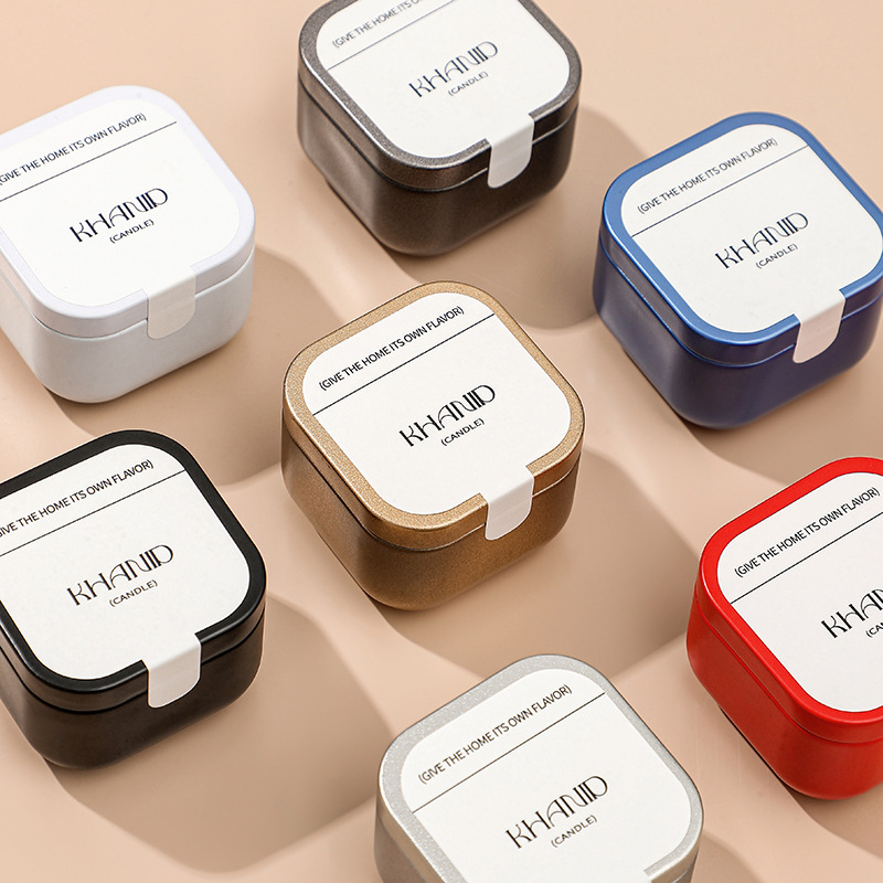 KHANID olla cuadrada hojalata aromaterapia vela transfronteriza soja aceite esencial fragancia casa propuesta regalo de la mano creativa