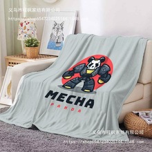 卡通熊猫头像跨境250克双面法兰绒毛毯单面印花 超柔睡毯礼品毯子