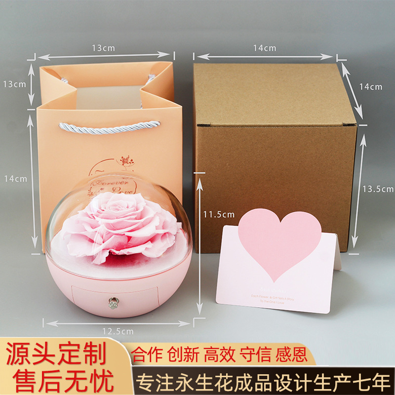 Collar de flor eterna Caja de joyería Producto terminado Regalo transfronterizo del día de San Valentín Flor seca de rosa Regalo del día de la madre al por mayor