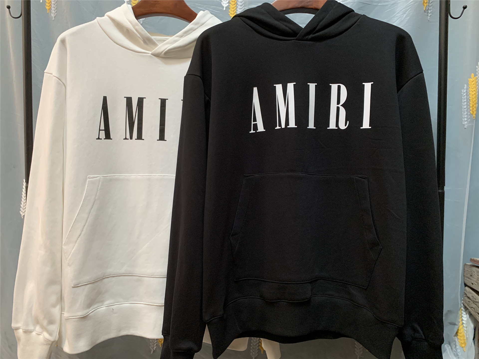 amiri letter logo print hooded terry swe...