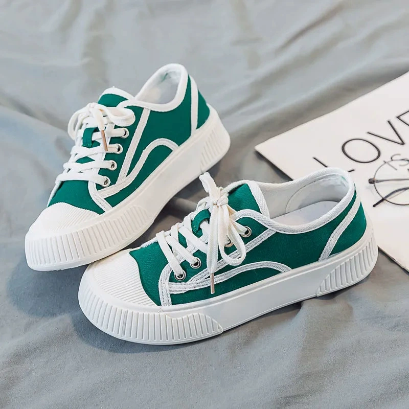 Новая Женская парусиновая обувь, модная повседневная обувь с утолщенной подошвой, модная универсальная Студенческая обувь, летняя дышащая Тканевая обувь для внешней торговли