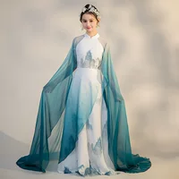 Hanfu девочек 2024 Новый Детский хор Ретро конкурс декламации производительность пейзажная живопись Guzheng Производительность Костюм