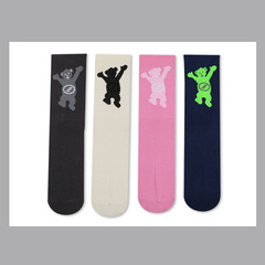 韓國潮牌WEll小熊襪子 跳舞歡呼卡通熊ins網紅潮流運動中筒襪男女