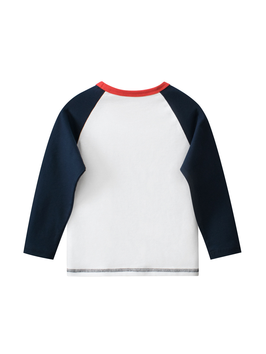 27kids ropa infantil europea y americana otoño 2024 camiseta de manga larga para niños camisa de fondo ropa de bebé para hombres