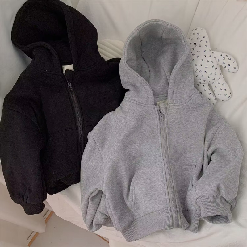 Children's Cardigan Hooded Sweater for Boys Spring and Autumn and Winter Trendy Loose All-match Solid Color Middle and Large Children's Wear Outer Pullover for Women Children's Cardigan Hooded Sweater for Boys Spring and Autumn and Winter Trendy Loose All-match Solid Color Middle and Large Children's Wear Outer Pullover for Women