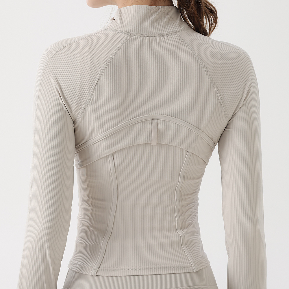 Chaqueta de ropa de yoga otoño e invierno para mujer nueva camisa deportiva acanalada de manga larga para correr pilates entrenamiento traje de ropa de gimnasio