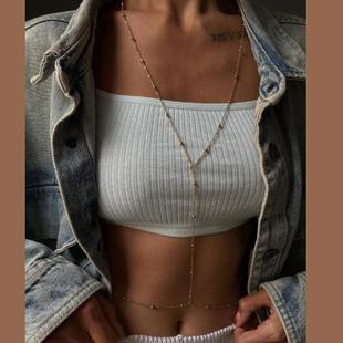 Cross-Border Gold Bead Body Chain Belly Waist Chain Golden Beach Waist Belly Chain Women's Sexy Body Jewelry