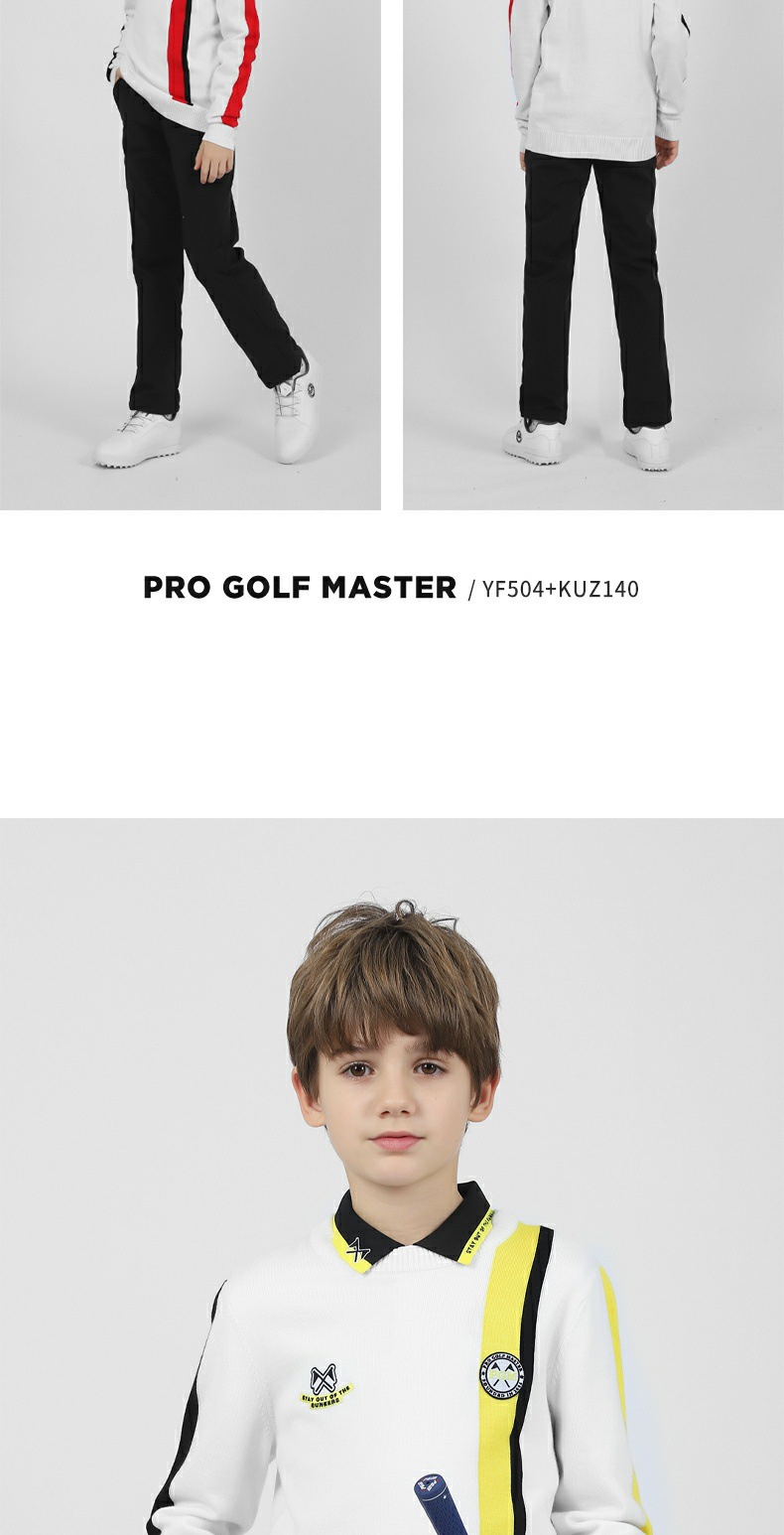 Áo len golf bé trai cổ tròn PGM thu đông, chất len pha ấm áp — YF504-Trắng Đỏ, YF504-màu xanh nhạt, YF504-Trắng Vàng chi tiết 7