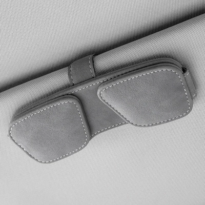 Car Glasses Holder Multi-function Car Car Glasses Clip/Bill Clip - suede-double-card-glasses-clip-grey