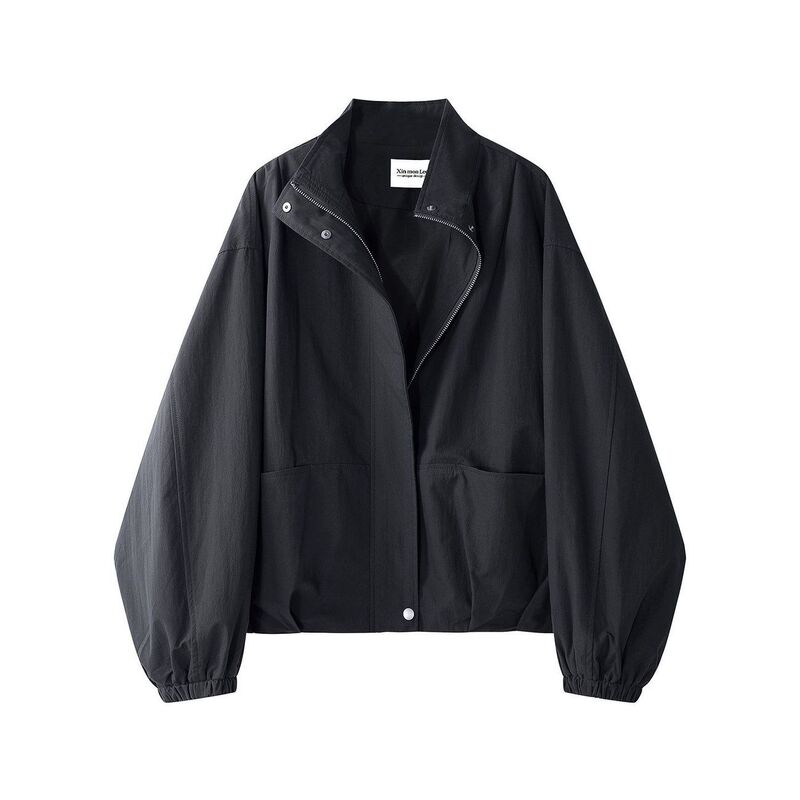 Stand-up collar jacket for spring and autumn 2026, new loose-fitting versatile casual slim-fit women's soft denim jacket, plus size Stand-up collar jacket for spring and autumn 2026, new loose-fitting versatile casual slim-fit women's soft denim jacket, plus size