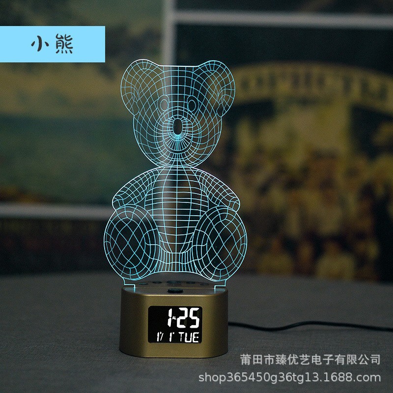 Reloj despertador infantil 3D creativo de venta caliente, luz nocturna multifunción, reloj electrónico de regalo, venta directa de fábrica