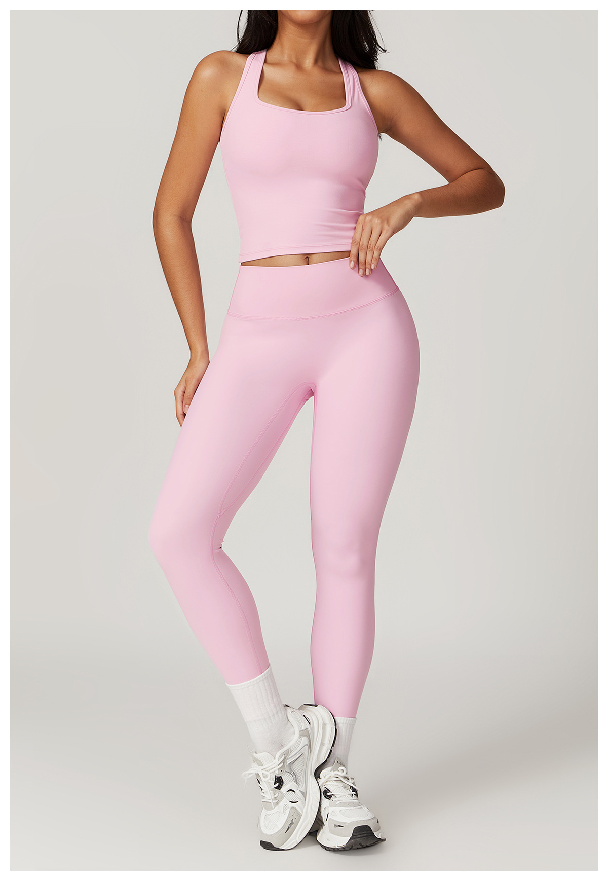Women's Sport Style Solid Color Nylon Spandex Round Neck Tracksuit Vest Leggings display picture 42
