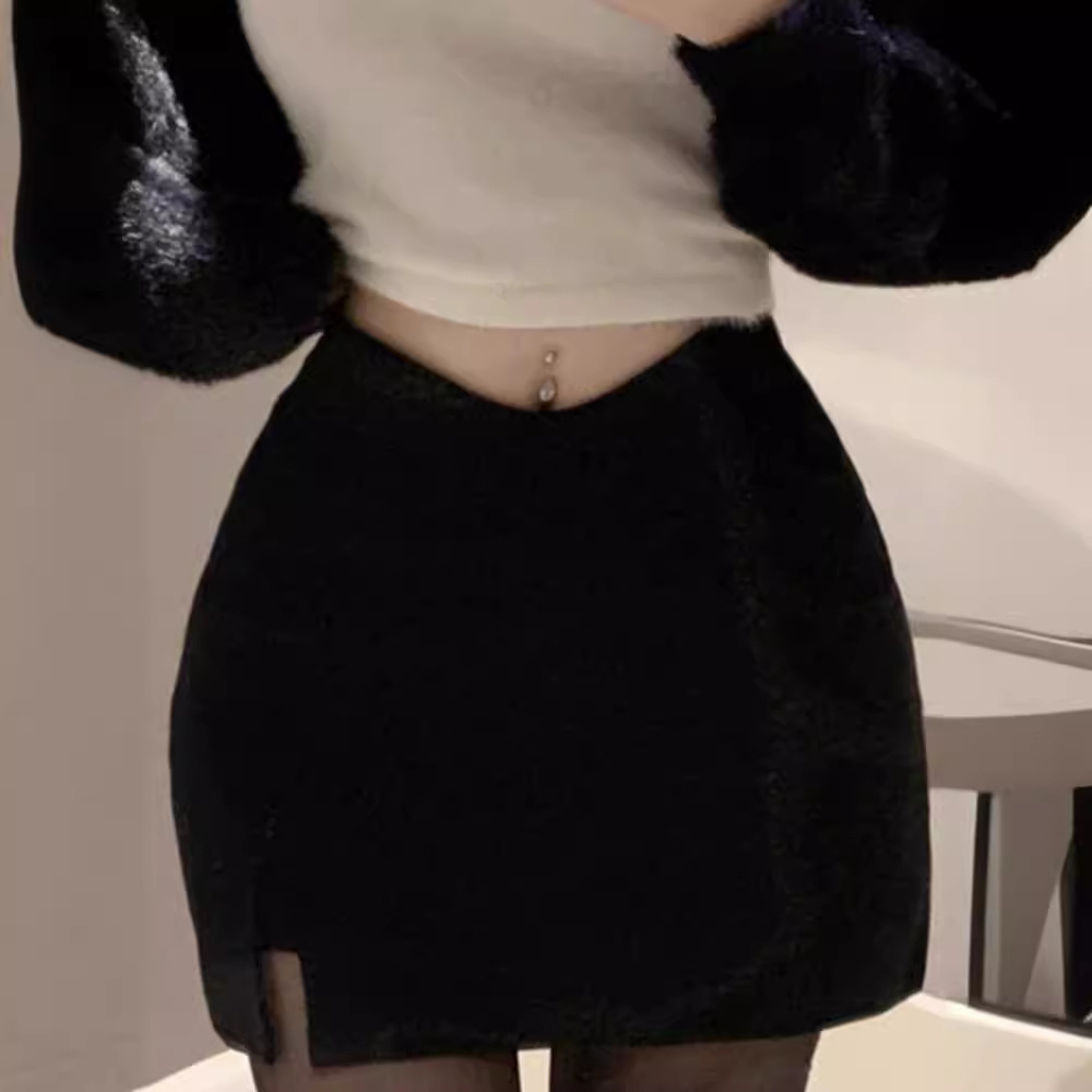 2024 New Summer Black High Waist Skirt Women's A- line Hip Skirt Pure Desire Mini Sexy Hot Girl Skirt