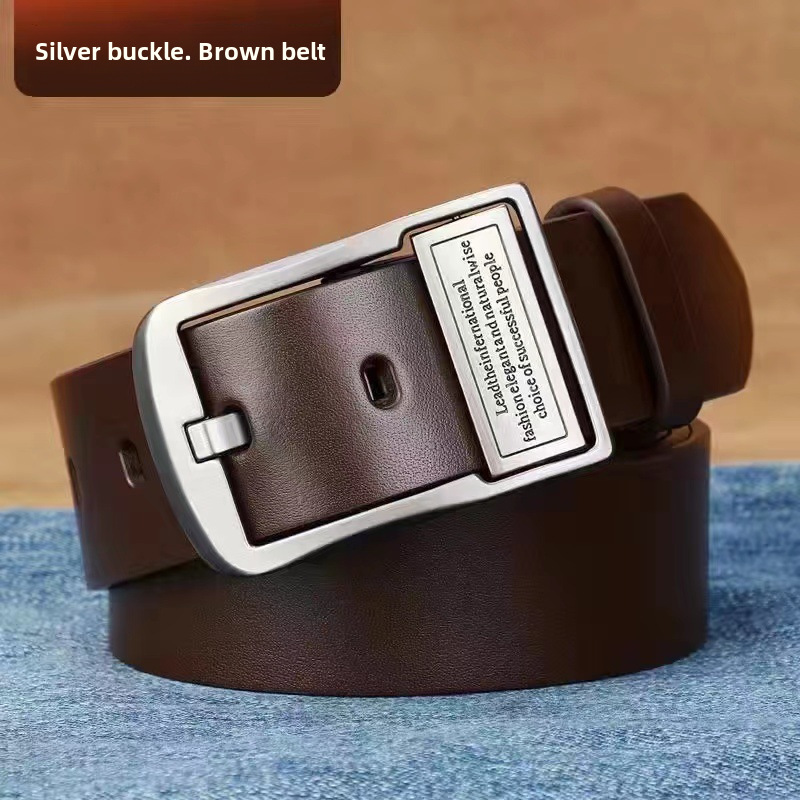Cross-Border Men's pin buckle belt vintage belt fashion casual real cowhide jeans belt factory wholesale in stock_viptrois.com