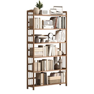 Desk-side Desktop Bookshelf Free Combination Floor Multi-layer Wall-leaning Living Room Display Shelf Solid Wood Simple Bookcase