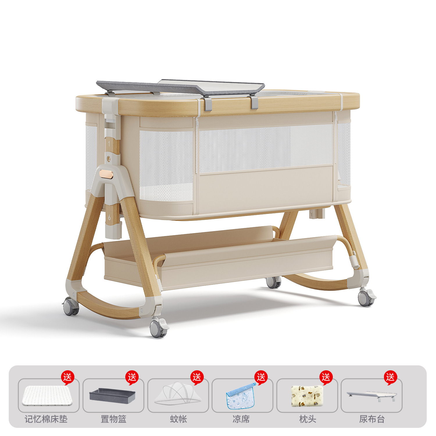 Cama de aleación de aluminio móvil portátil cuna cama plegable multifuncional bb cama recién nacida cama de empalme