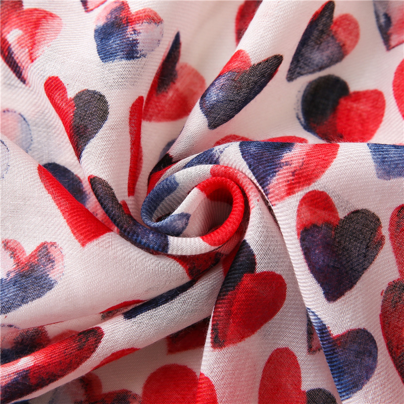 New Sweet Red Love Cotton And Linen Scarf display picture 7