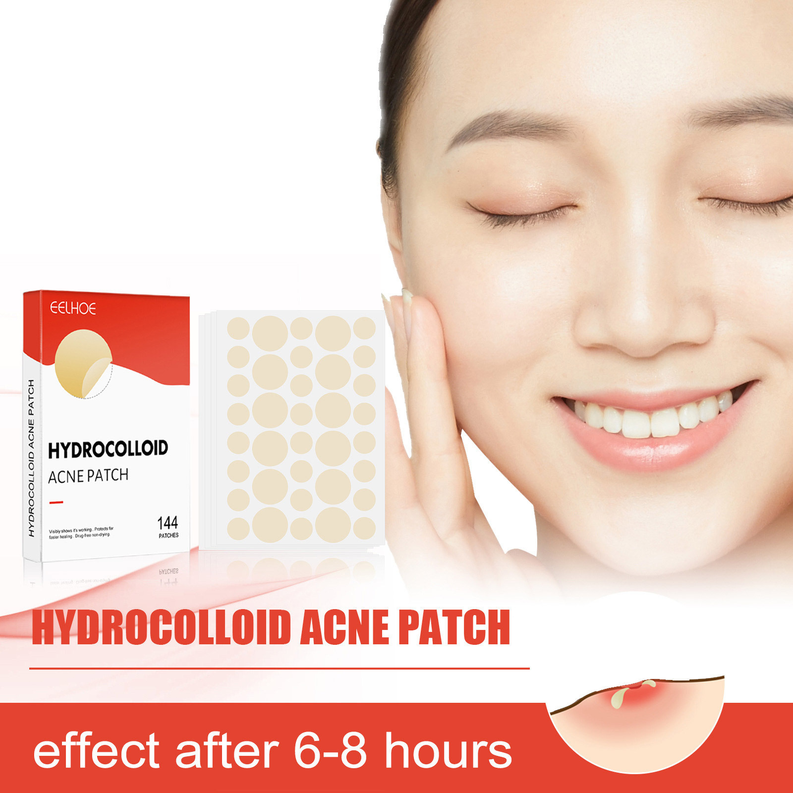 Eelhoe Hydrocolloid Acne Patch Facial Invisible Makeup Closed Acne Clearing Waterproof Breathable Facial Care