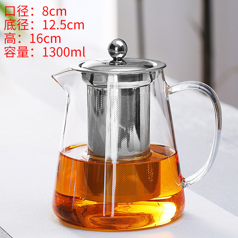 Tetera de vidrio juego de té de filtro de acero inoxidable tetera de vidrio de borosilicato recta olla de fugas de acero de gran capacidad olla Triángulo