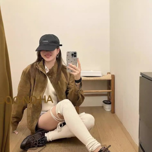 2024 [Now] Han Dongdaemun Autumn and Winter New Mono*A Retro Style Suede Casual Jacket Top