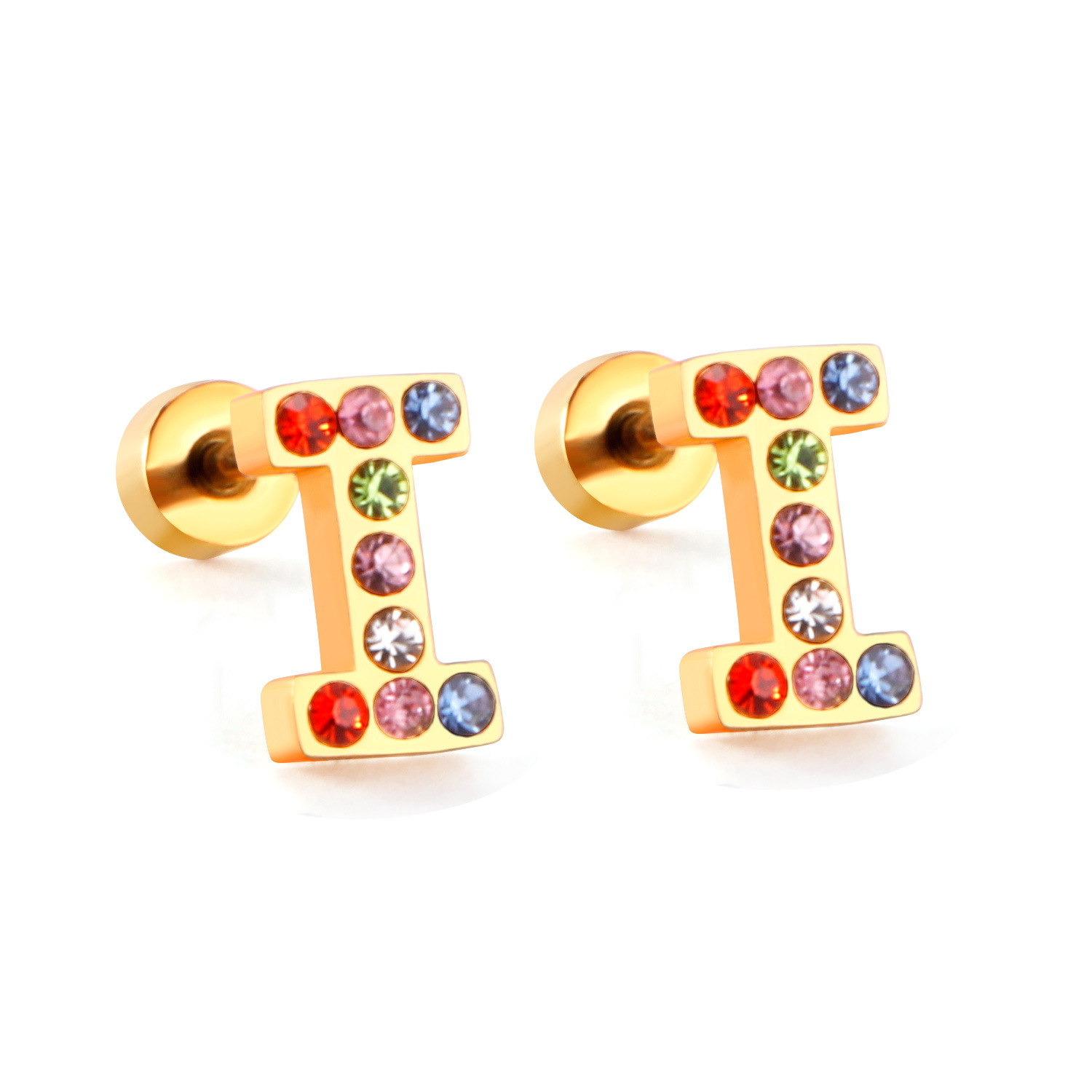 Mode Lettre Acier Inoxydable Incruster Zircon Boucles D'oreilles 1 Paire display picture 42