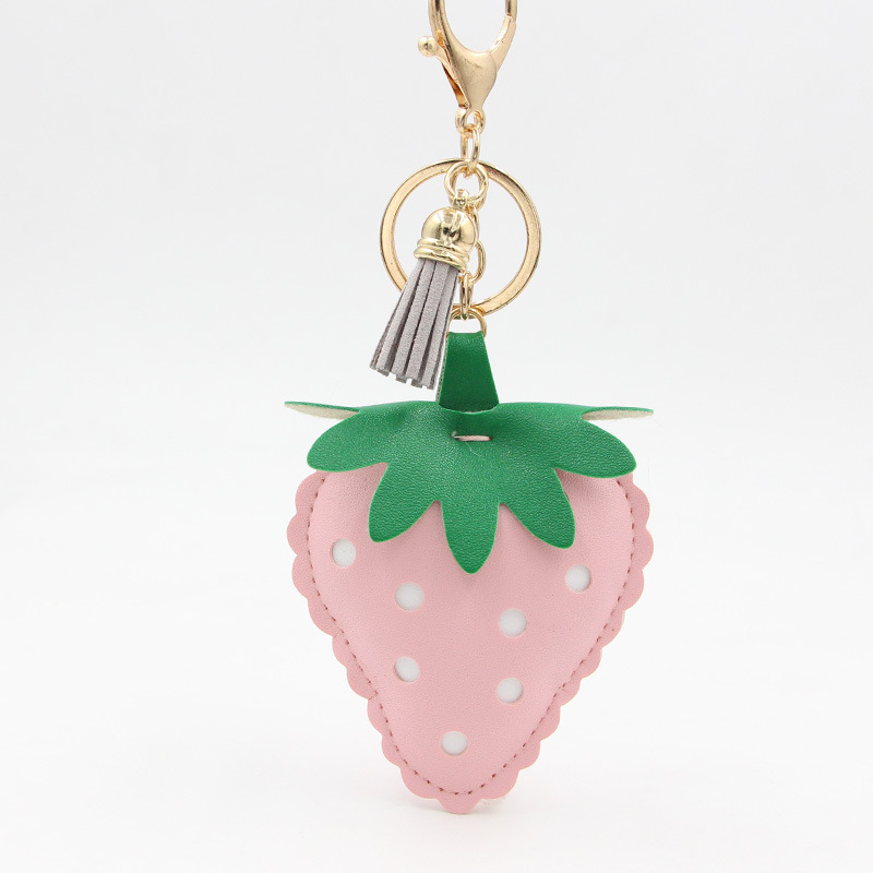 Women's Gender Cute Style Cute Cactus Strawberry Pu Leather Women's Bag Pendant Keychain