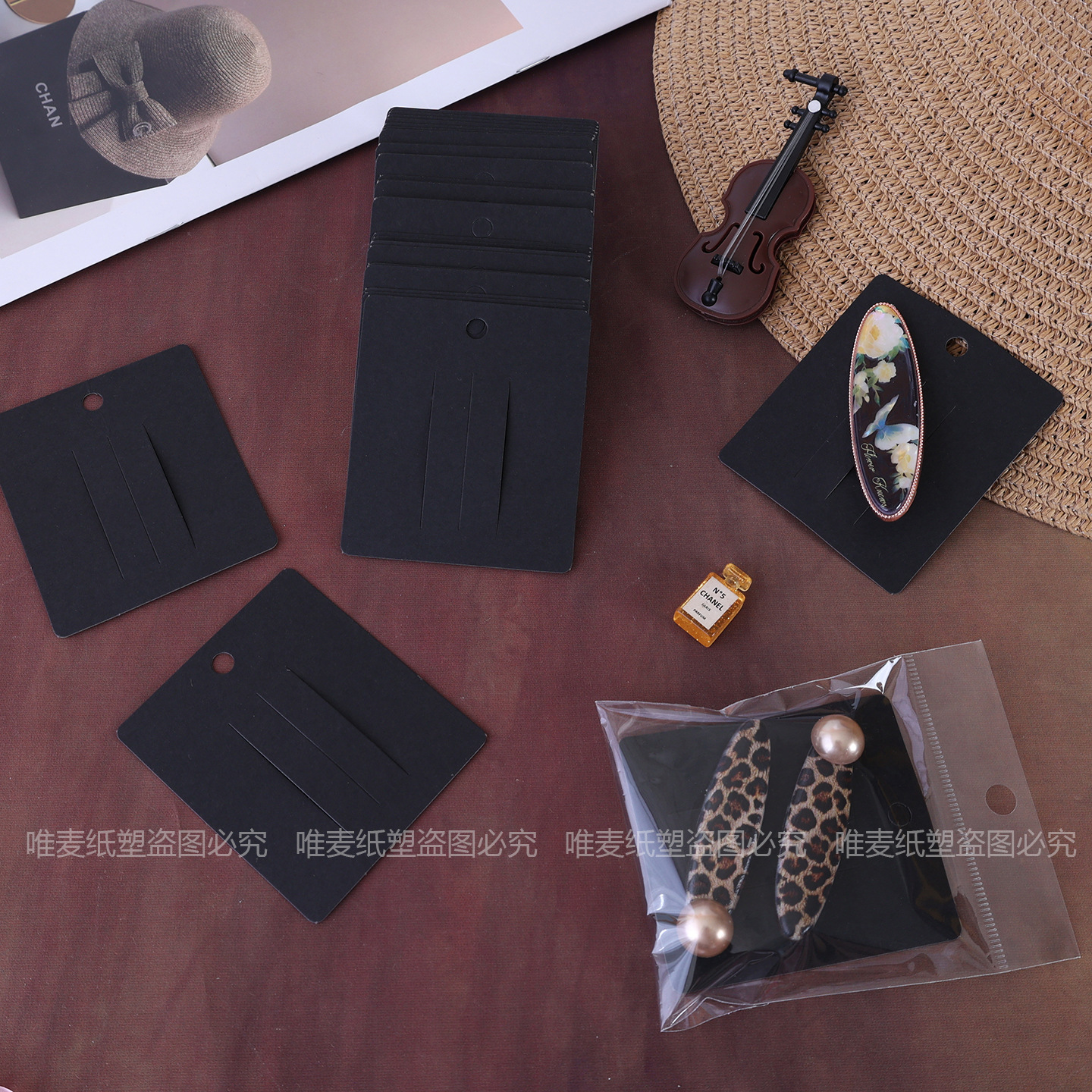 Clips de cabello kraft coreano negro clip de cabello cartón papel OPP bolsa cartón accesorios DIY hechos a mano al por mayor