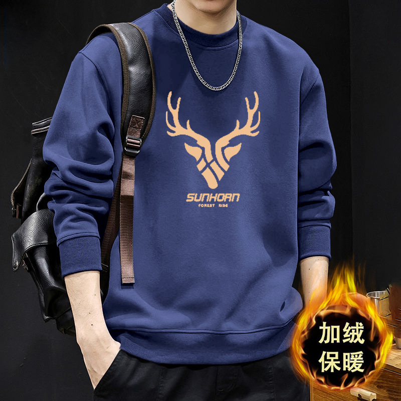 Nueva camiseta de cuello redondo para hombres otoño y invierno estilo de moda americana pareja camiseta de otoño chaqueta de moda para hombres