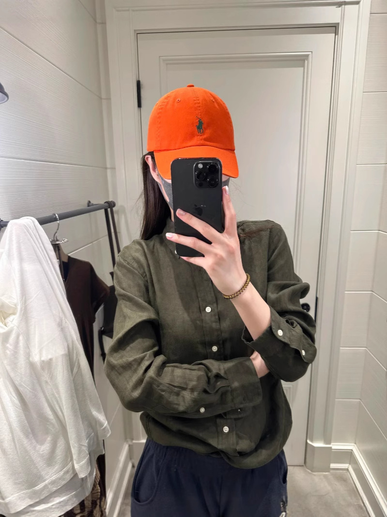 クロスボーダークラシック RL リネンシャツポニーロゴ刺繍オールドマネートレンドブランドコットンとリネンシャツ女性用