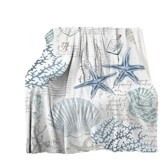Современная морская тематическая крышка - одеяло - машинный фланелевой прибрежный принт с оболочками и кораллом