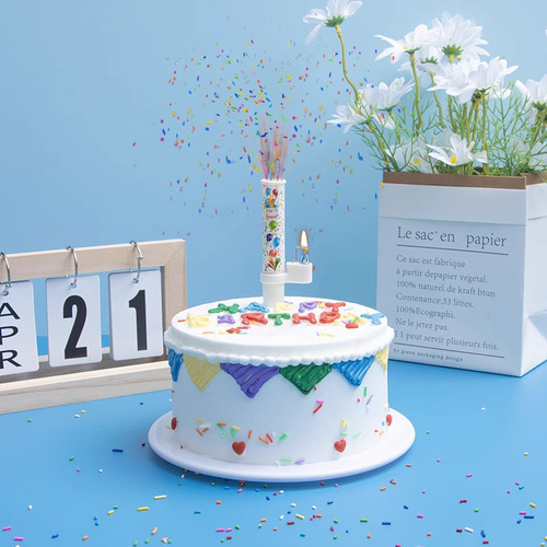 2024 new music surprise automatically sprays out colorful candies Happy birthday creative cake decoration candles
