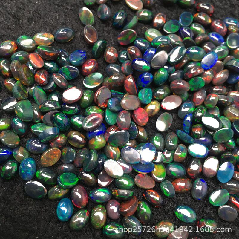 Opal Natural Black Opal Oval Ring Surface Flats Plain Glossy Loose Stone Water Drop Triangular Egg-Shaped Ring Surface Wholesale