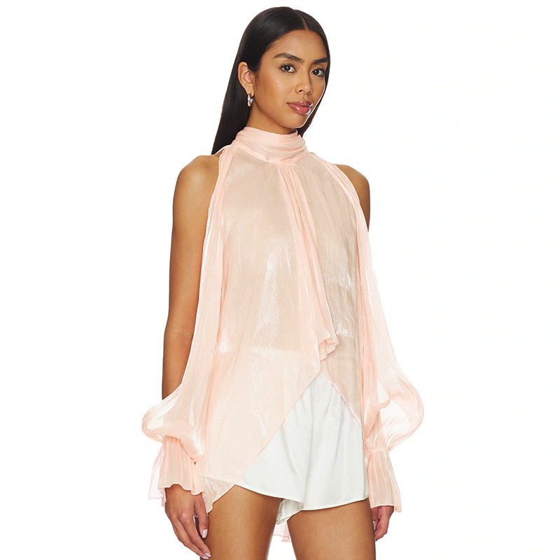 Oscar Dangerous Aesthetics Chiffon Irregular Top 2026 Summer Stand Collar Sleeveless Solid Color Short Shirt Oscar Dangerous Aesthetics Chiffon Irregular Top 2026 Summer Stand Collar Sleeveless Solid Color Short Shirt