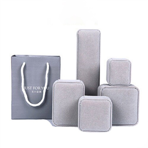 [Single shot, no delivery] Jewelry packaging box, handbag, gray velvet gift box series, dropshipping