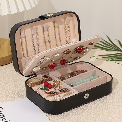 Double-layer PU leather hair clip earring jewelry box custom anti-oxidation headwear ring gift storage packaging jewelry box
