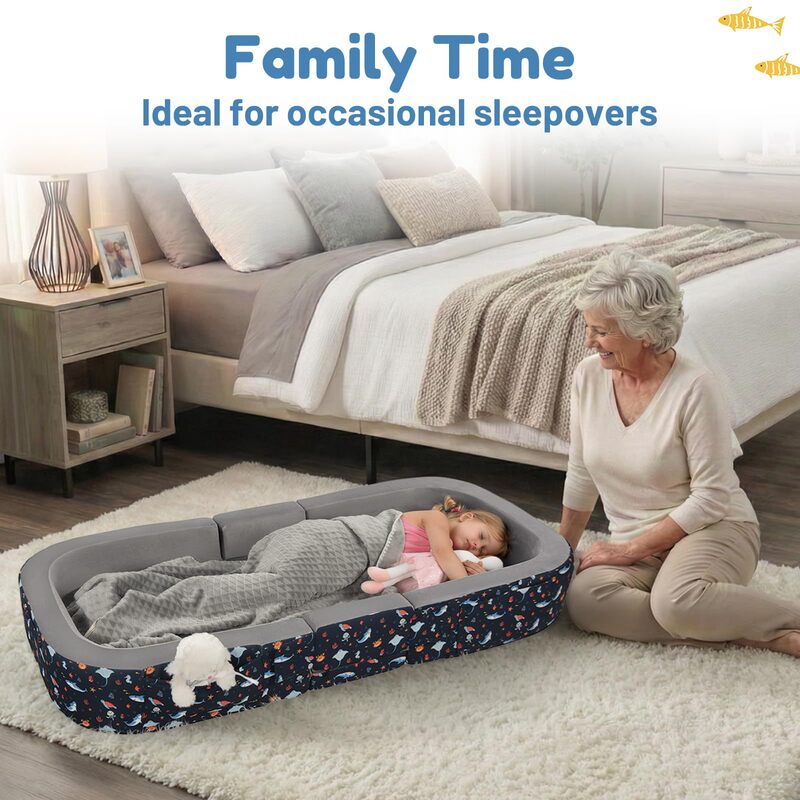 Customized Children's Folding Sofa Bed 2-in-1 Portable Travel Bed with Pillow, Blanket, Box-Style Sponge Cushion Amazon Customized Children's Folding Sofa Bed 2-in-1 Portable Travel Bed with Pillow, Blanket, Box-Style Sponge Cushion Amazon