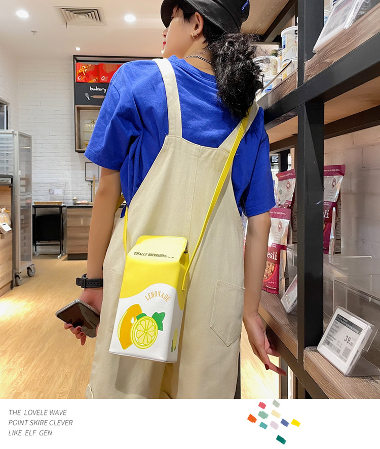 Small Pu Leather Fruit Square Buckle Crossbody Bag display picture 10