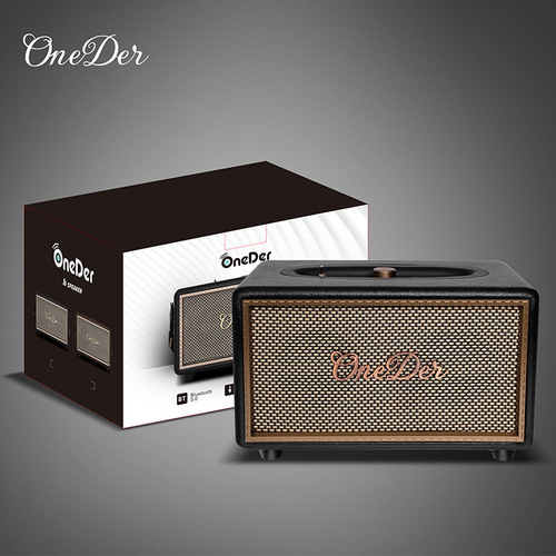 Oneder D6 wireless Bluetooth speaker portable Marshall style card audio wood grain old classic radio