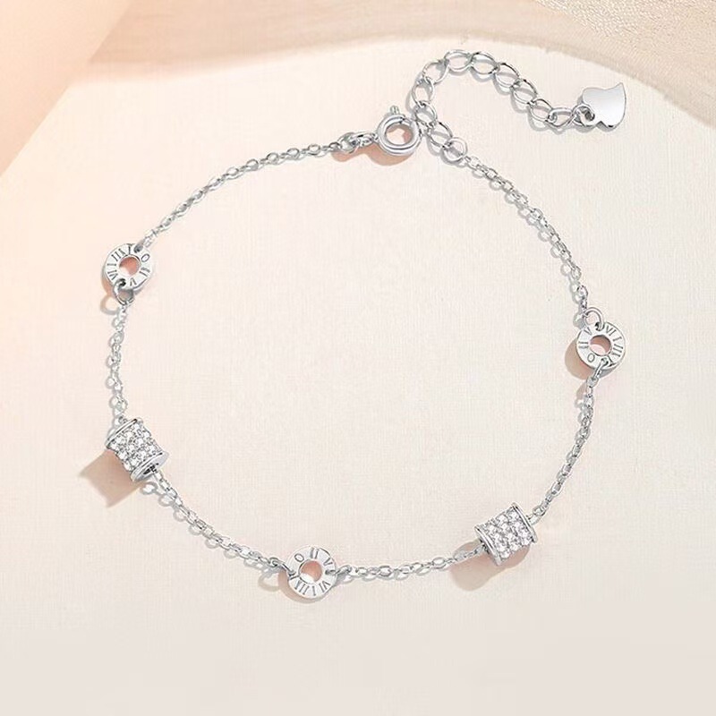 Small Waist Bracelet for Women, Accessible Luxury and High-End Roman Numeral Bracelet, Niche Design, Full Diamond Zircon Cylinder Bracelet