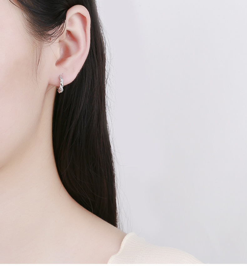 2g Weight 925 Sterling Silver Ear Needle Material Zircon Inlay Material Hoop Earrings Classification 1 Pair 925 Sterling Silver Zircon 925 Sterling Silver Earrings Geometric Hoop Earrings