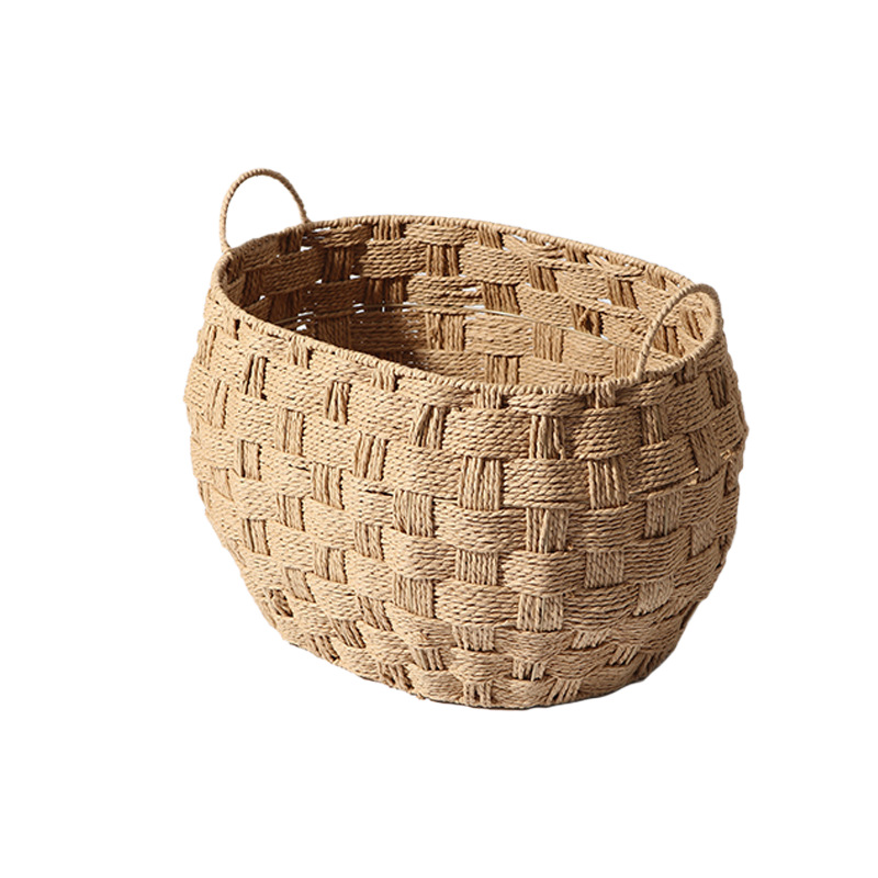 Cesta de almacenamiento de caña personalizada tejida a mano creativa de mesa snack cesto de almacenamiento de ropa sucia cesto de almacenamiento de baño